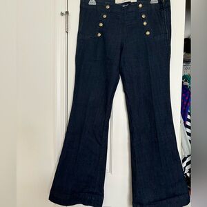 Sailor button wide leg jeans